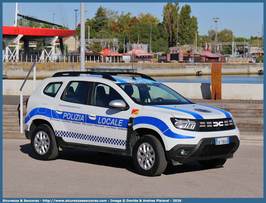 Polizia Locale YA138AV
Polizia Locale
Comune di Ravenna
Dacia Duster II serie restyling
Allestitore Focaccia Group S.r.l.
Parole chiave: Polizia;Locale;Municipale;Ravenna;Dacia;Duster;Focaccia;YA138AV;YA 138 AV